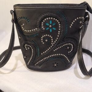 Montana West Black and Teal Crossbody Bag